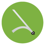 Illustration of a properly connected vehicle seatbelt with buckle on a green circular background